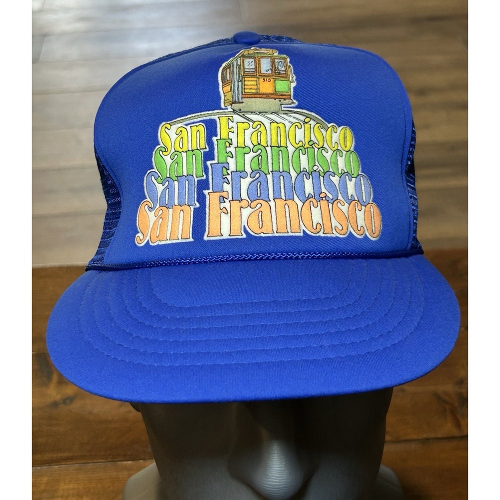 San Francisco Trolley Casb's USA Trucker Hat Cap, Foam, Rope Back, Snapback